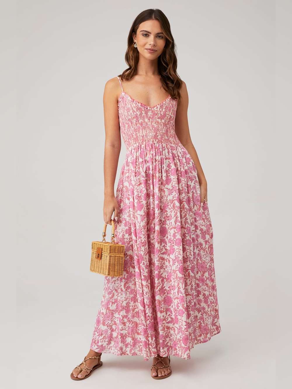Free People Sweet Nothing Maxi Dress in Pink Pattern - L - Picture 1 of 6